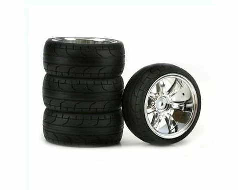 Duratrax ST Radial 1/10 Touring Car Tire W/7-Spoke Wheel (Chrome) (4) (10mm)