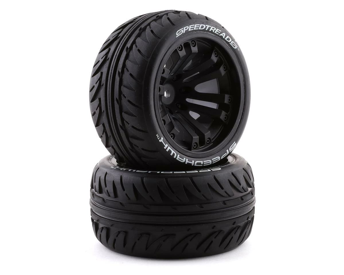 Duratrax SpeedTreads Speedhawk Pre-Mounted 2.2" Stadium Truck Tires (Black) (2) W/12mm Hex