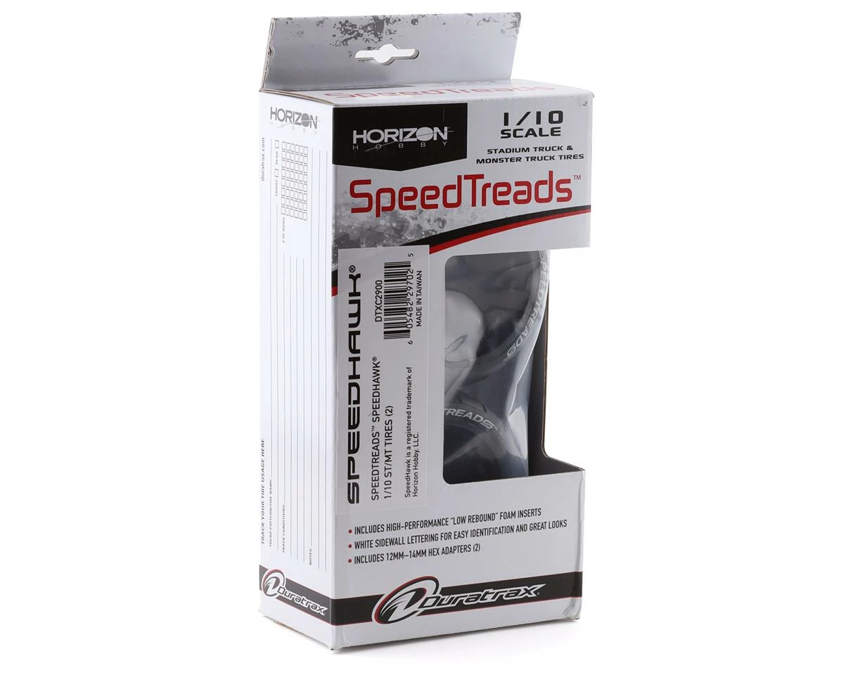 Duratrax SpeedTreads Speedhawk Pre-Mounted 2.2" Stadium Truck Tires (Black) (2) W/12mm Hex - Image 4