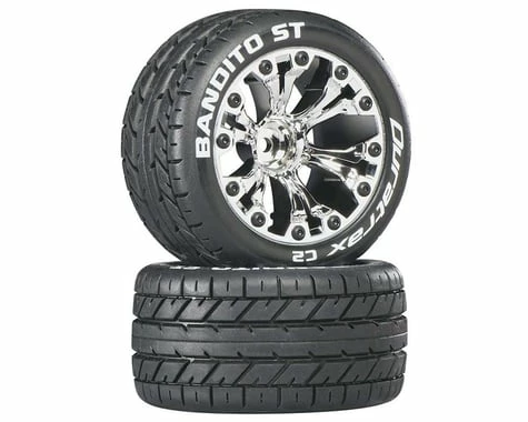 Duratrax Bandito ST 2.8" Mounted Rear Truck Tires (Chrome) (2) (1/2 Offset) W/12mm Hex 3 Duratrax Bandito ST 2.8" Mounted Rear Truck Tires (Chrome) (2) (1/2 Offset) W/12mm Hex