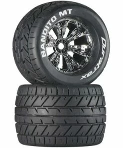 Duratrax Bandito MT 3.8" Mounted 1/2" Offset Tires, Chrome (2)