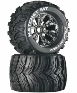 Duratrax Hatchet MT 3.8" Mounted 1/2" Offset Tires, Chrome (2)