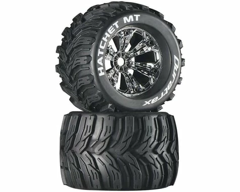 Duratrax Hatchet MT 3.8" Mounted 1/2" Offset Tires, Chrome (2)