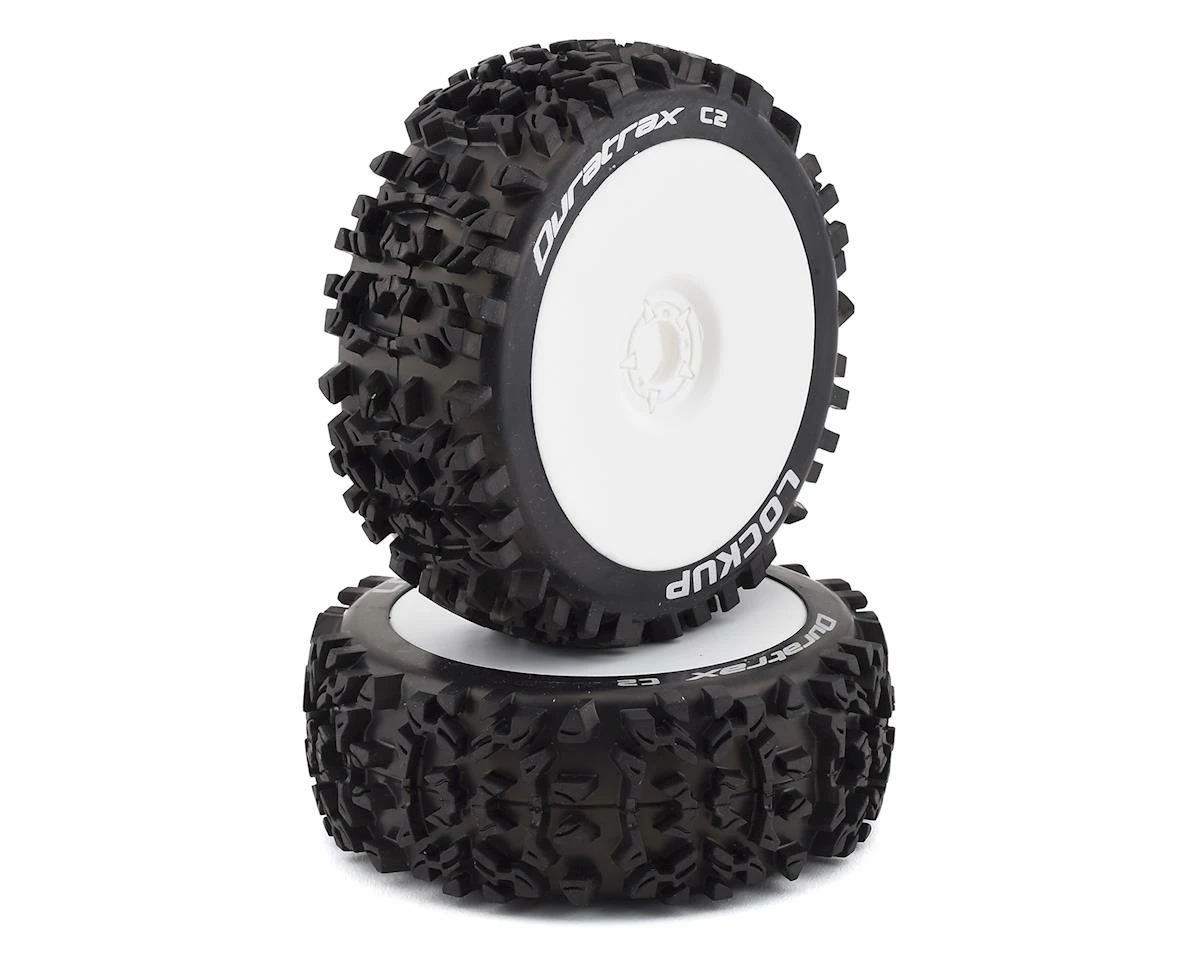 Duratrax Pre-Mounted Lockup 1/8 Buggy Tires (White) (2)(Soft - C2)