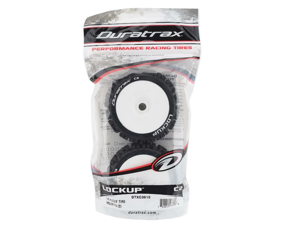Duratrax Pre-Mounted Lockup 1/8 Buggy Tires (White) (2)(Soft - C2) - Image 3