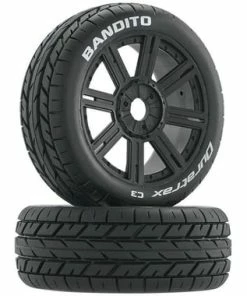 Duratrax Bandito 1/8 Buggy Tire C3 Mounted Spoke Tires, Black (2)