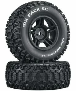 Duratrax Six Pack Pre-Mounted Short Course Front/Rear Tires (Black) (2)