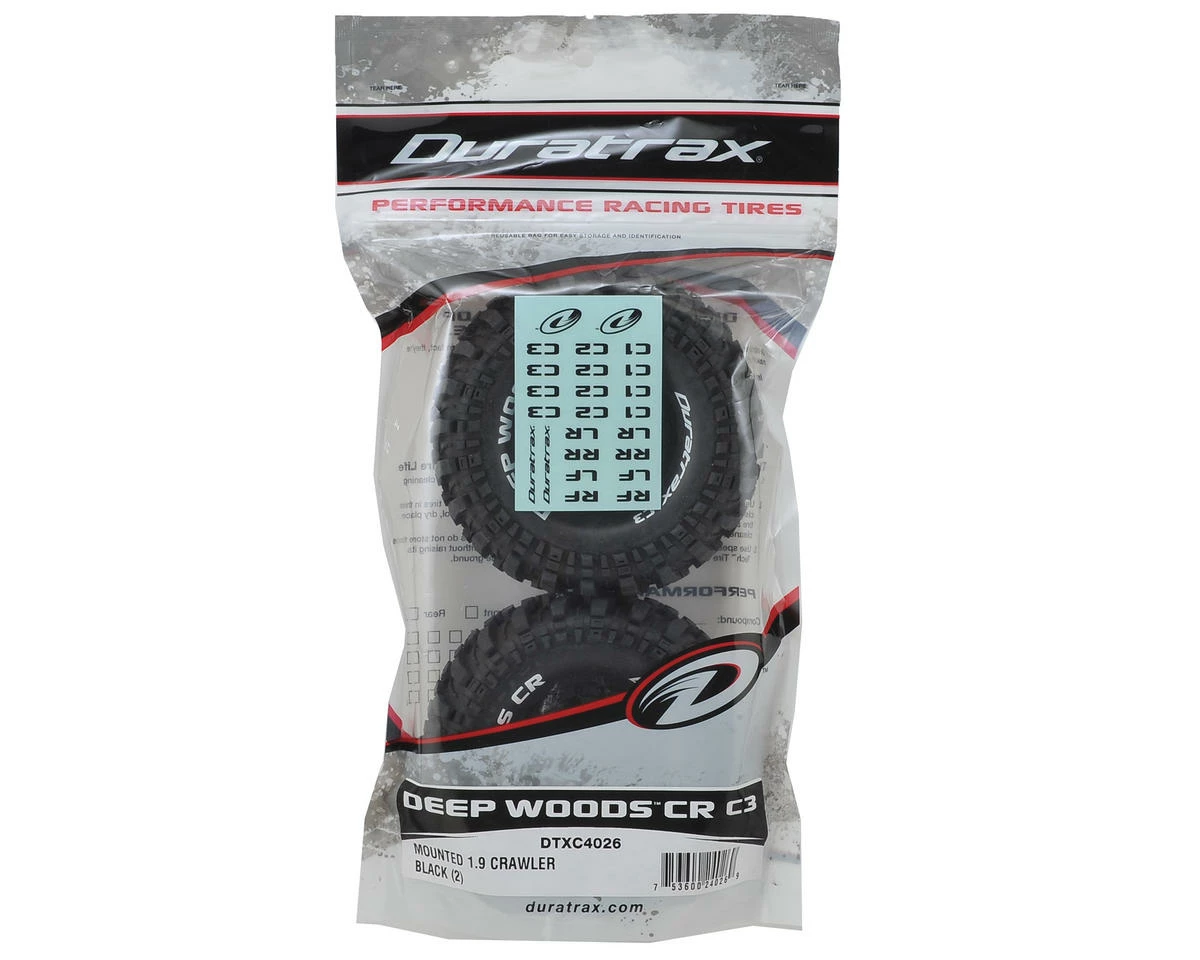 Duratrax Deep Woods CR 1.9" Pre-Mounted Crawler Tires (2) (Black) (C3 - Super Soft) - Image 3