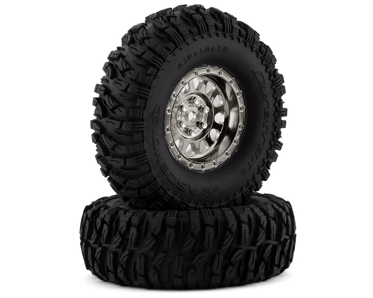 Duratrax Class 1 Ascend CR Pre-Mounted 1.9" Tires (Black/Chrome) (2) (C3) W/12mm Hex
