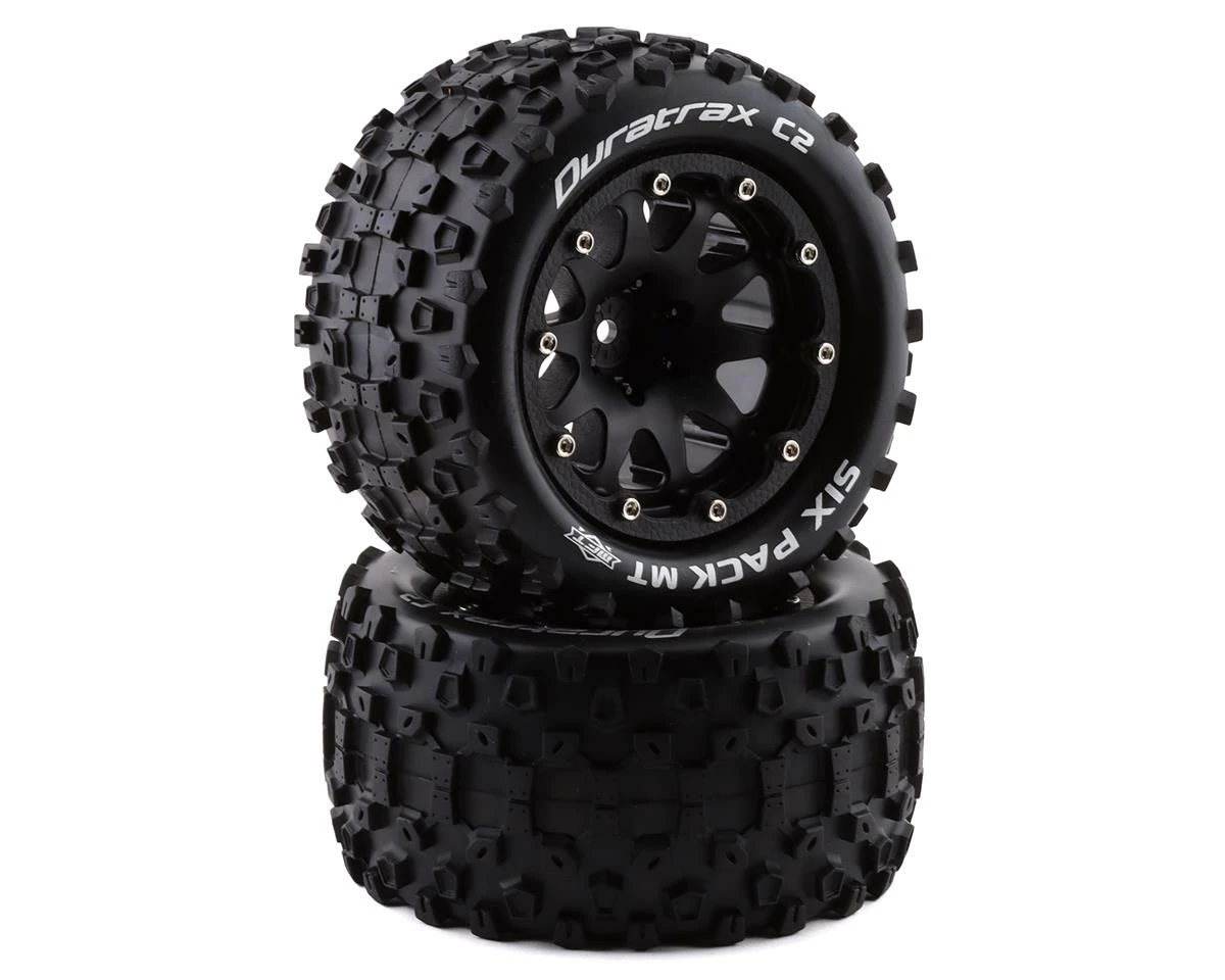 Duratrax Six Pack MT Belted 2.8" Mounted Rear Tires (Black) (2) W/12mm Hex