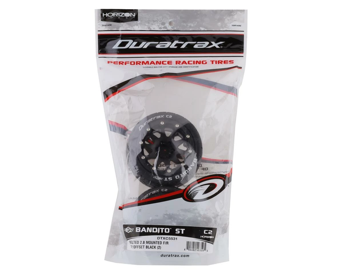 Duratrax Bandito ST Belted 2.8" Mounted Truck Tires (Black) (2) (.5 Offset) W/12mm Hex - Image 3