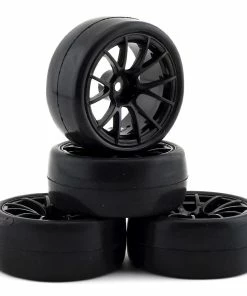 Firebrand RC Hustler RS Pre-Mounted On-Road Tires (4) (Black) W/CarpetMuncher Tires, 12mm Hex & 9mm Offset