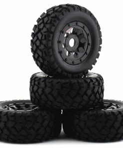 Firebrand RC Hino HDX 1/8 Pre-Mounted Truck Tires (4) (Black) W/Lock-Down Tires & 17mm Hex