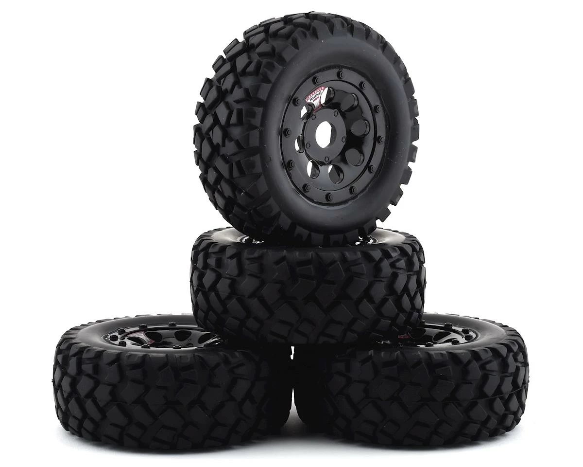 Firebrand RC Hino HDX 1/8 Pre-Mounted Truck Tires (4) (Black) W/Lock-Down Tires & 17mm Hex