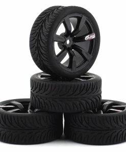 Firebrand RC Shanx RT3 Pre-Mounted On-Road Tires (4) (Black) W/Mako Tires, 12mm Hex & 3mm Offset