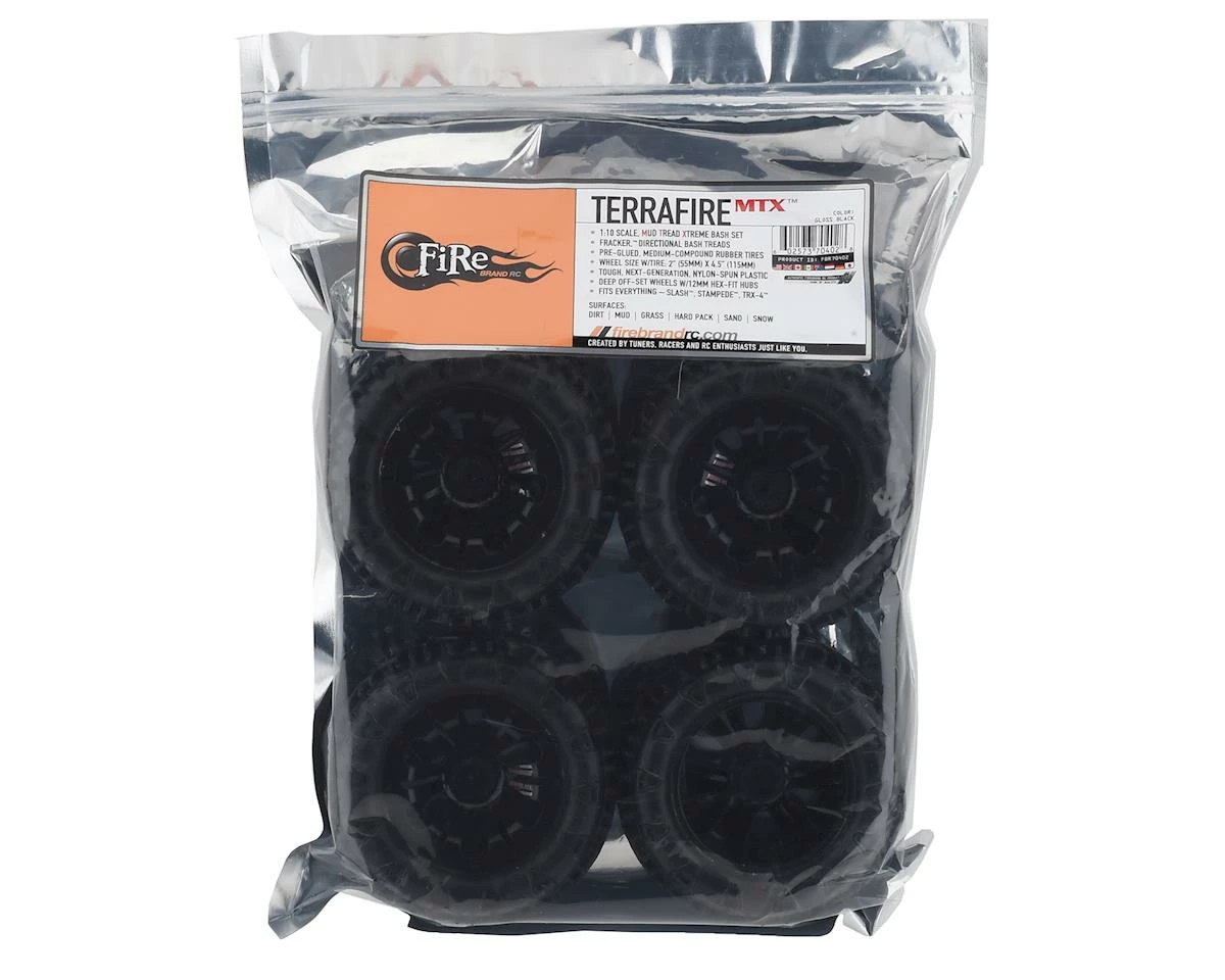 Firebrand RC Terrafire MTX Pre-Mounted Off Road Tires (4) (Black) W/12mm Hex - Image 3