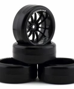 Firebrand RC Har D9 Pre-Mounted Slick Drift Tires (4) (Black) W/FireSickle Tires, 12mm Hex & 9mm Offset