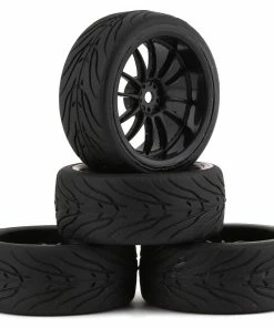 Firebrand RC Har RT3 Pre-Mounted Drift Tires (4) (Black) W/Fang Tires, 12mm Hex & 3mm Offset
