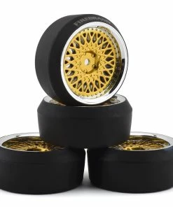 Firebrand RC Ownjewel XDR3 5° Pre-Mounted Slick Drift Tires (4) (Gold) W/Diamonds Tires, 12mm Hex & 3mm Offset
