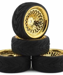 Firebrand RC Ownjewel RT39 Pre-Mounted On-Road Tires (4) (Gold) W/Fang Tires, 12mm Hex & 3mm/9mm Offset