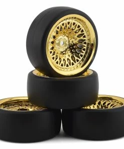 Firebrand RC Ownjewel DSR39 Pre-Mounted Slick Drift Tires (4) (Gold) W/Sickle-R Tires, 12mm Hex & 3mm/9mm Offset