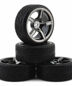 Firebrand RC Hammer DT3 Pre-Mounted Drift Tires (4) (Smoke Chrome) W/Moray Tires, 12mm Hex & 3mm Offset