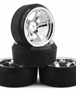 Firebrand RC Highfive XDR9 5° Pre-Mounted Slick Drift Tires (4) (Chrome) W/Diamond Tires, 12mm Hex & 9mm Offset