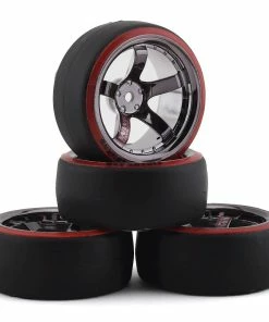 Firebrand RC Highfive D29 Pre-Mounted Slick Drift Tires (4) (Smoke Chrome) W/D2 Tires, 12mm Hex & 9mm Offset