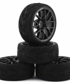 Firebrand RC Hypernova-RT3 Pre-Mounted On-Road Tires (4) (Gun Metal) W/FireFang Tires, 12mm Hex & 3mm Offset