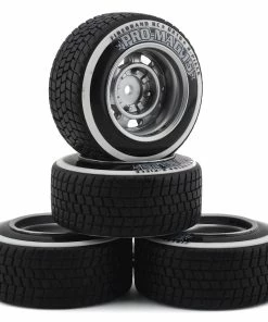 Firebrand RC Promag 15-D2T Pre-Mounted Drift Tires (4) (Silver) W/D2T Tires, 12mm Hex & 6mm Offset
