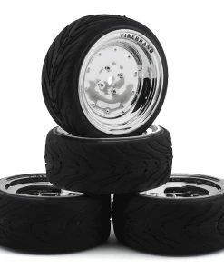 Firebrand RC Trodrag RT3 Pre-Mounted On-Road Tires (4) (Chrome) W/Fang Tires, 12mm Hex & 3mm Offset