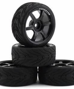 Firebrand RC Scorch RT3 Pre-Mounted On-Road Tires (4) (Black) W/FireFangs Tires, 12mm Hex & 3mm Offset