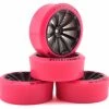 Firebrand RC Switchblade XDR6 5° Pre-Mounted Slick Drift Tires (4) (Black/Pink) W/Pinx Tires, 12mm Hex & 6mm Offset