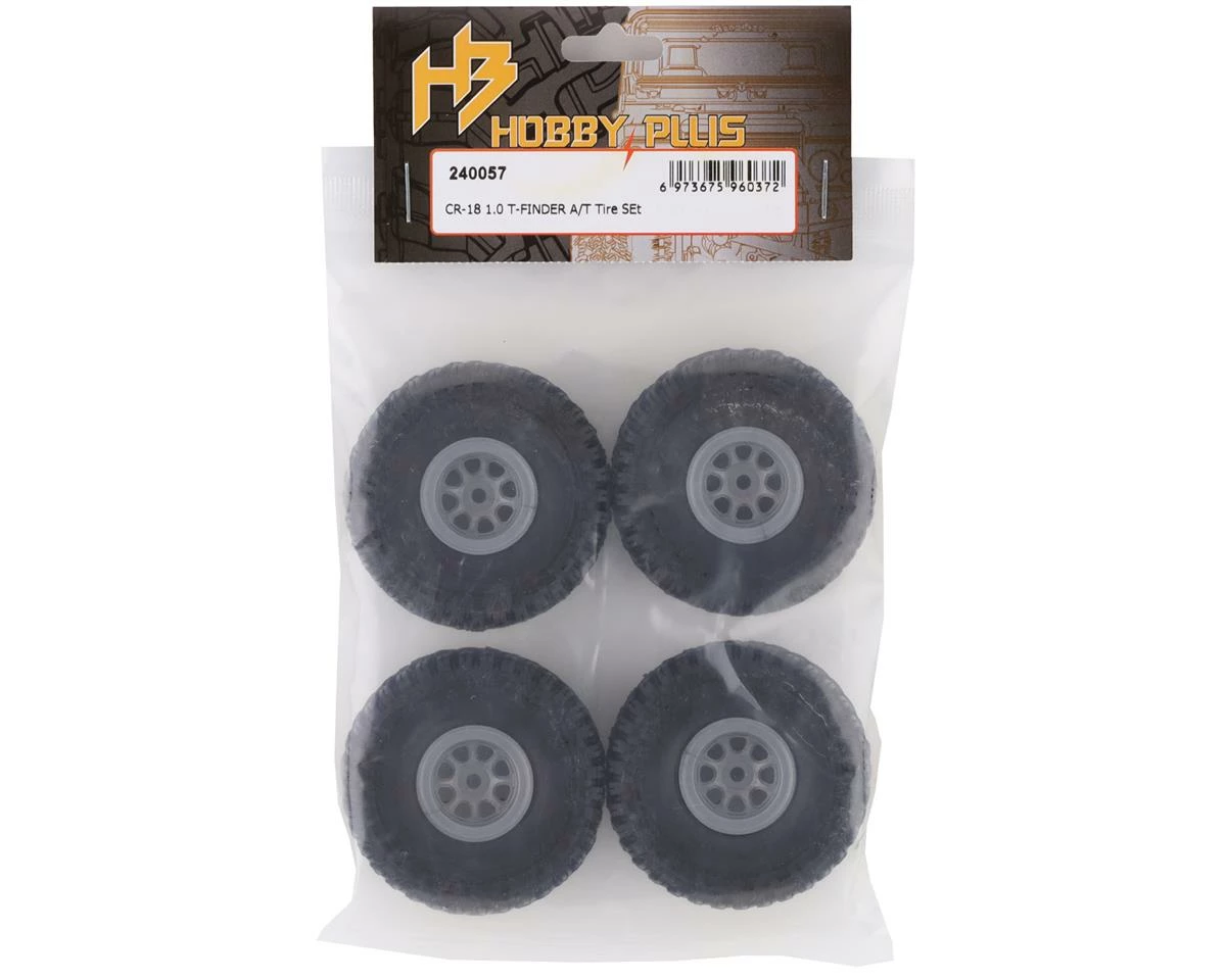 HobbyPlus CR-18 T-Finder A/T 1.0" Pre-Mounted Tire Set (Grey) (4) (Beadlock) - Image 3