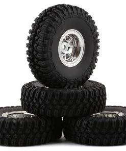 HobbyPlus CR-18 T-Finder A/T 1.0" Pre-Mounted Tire Set (Chrome) (4) (Beadlock)