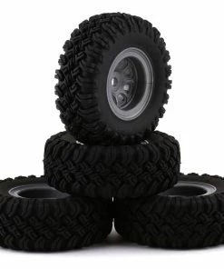 HobbyPlus CR-24 Grabber M/T 1.0" Pre-Mounted Tire Set (Grey) (4) (Beadlock)