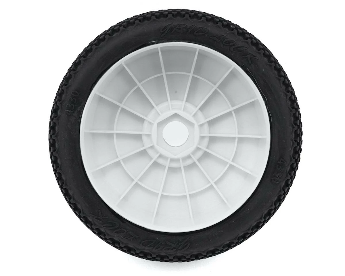 HB Racing Gridlock V2 Pre-Mounted 1/8 Buggy Tires (White) (2) (Pink Compound) - Image 2