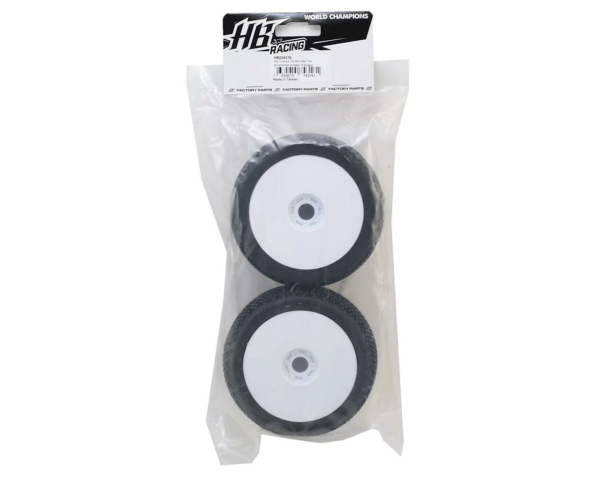 HB Racing Gridlock V2 Pre-Mounted 1/8 Buggy Tires (White) (2) (Pink Compound) - Image 3
