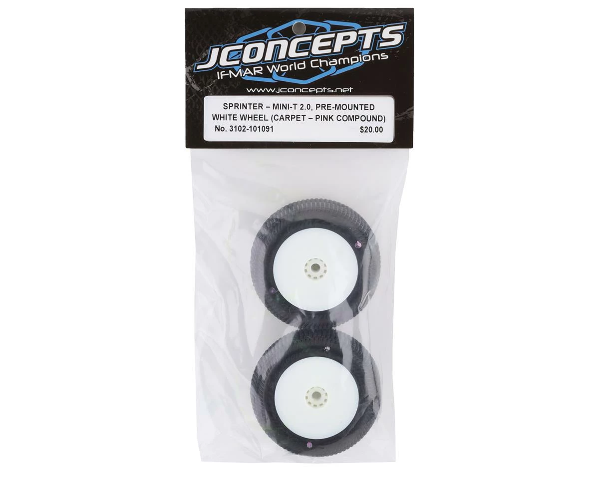 JCONCEPTS Mini-T 2.0 Sprinter Pre-Mounted Rear Tires (White) (2) (Pink) - Image 2