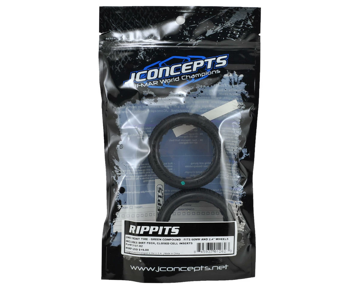 JCONCEPTS Rippits 60mm 2WD Front Buggy Tires (2) (Green) - Image 2