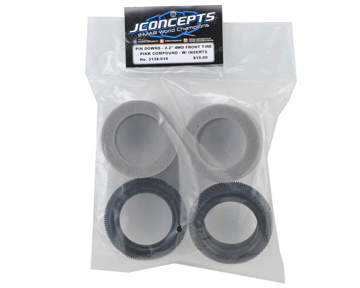 JCONCEPTS Pin Downs Carpet 2.2" 1/10 4WD Buggy Front Tires (2) (Pink) - Image 2