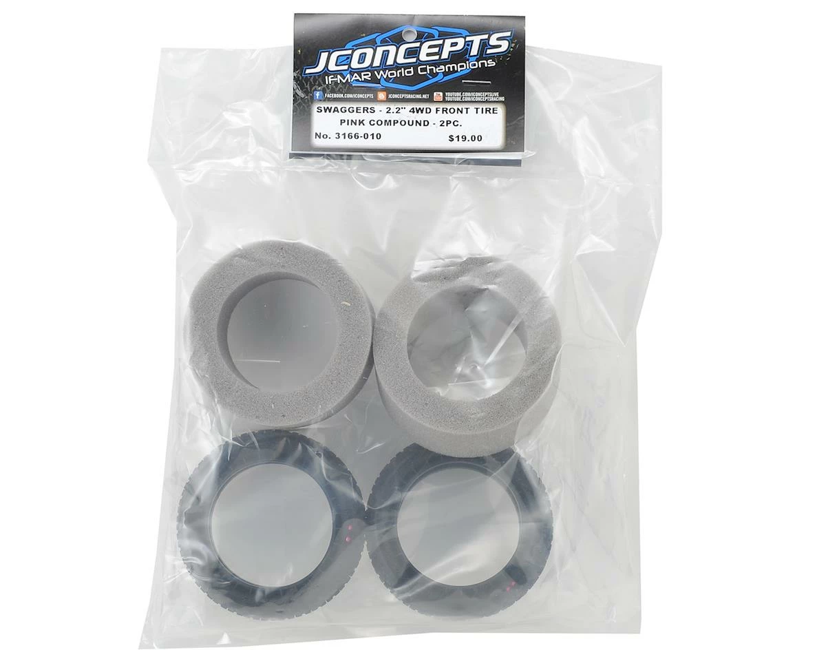 JCONCEPTS Swaggers Carpet 2.2" 1/10 4WD Buggy Front Tires (2) (Pink) - Image 2