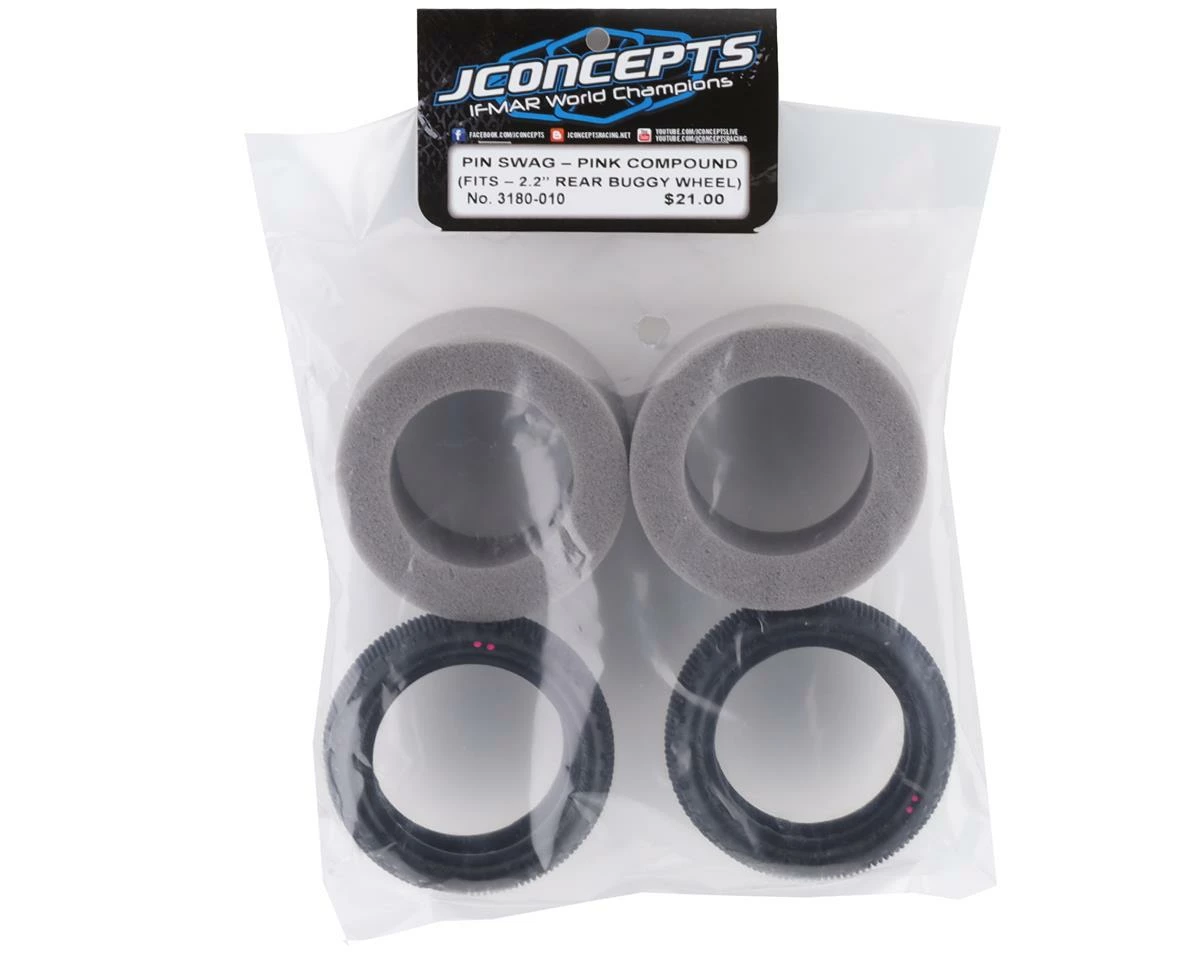 JCONCEPTS Pin Swag Carpet 2.2" Rear Buggy Tires (2) (Pink) - Image 2
