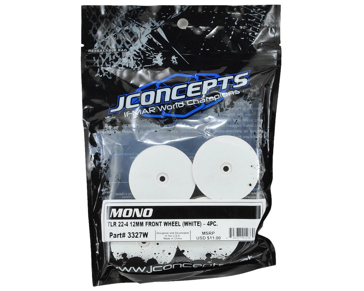 JCONCEPTS 12mm Hex Mono 2.2 4WD Front Buggy Wheels (4) (22-4) (White) - Image 3