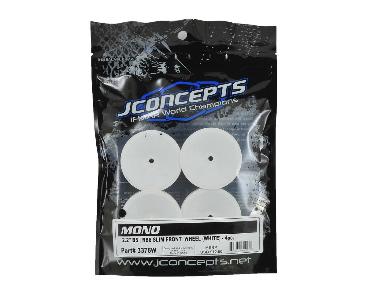 JCONCEPTS 12mm Hex Mono 2.2 "Slim" Front Wheels (4) (B6/RB6/SRX2/YZ2) (White) - Image 3