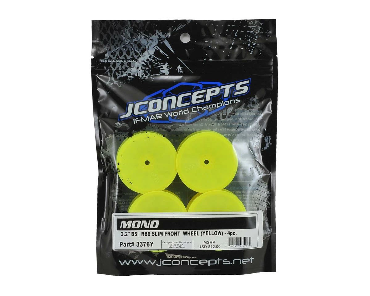 JCONCEPTS 12mm Hex Mono 2.2 "Slim" Front Wheels (4) (B6/RB6/SRX2/YZ2) (Yellow) - Image 3
