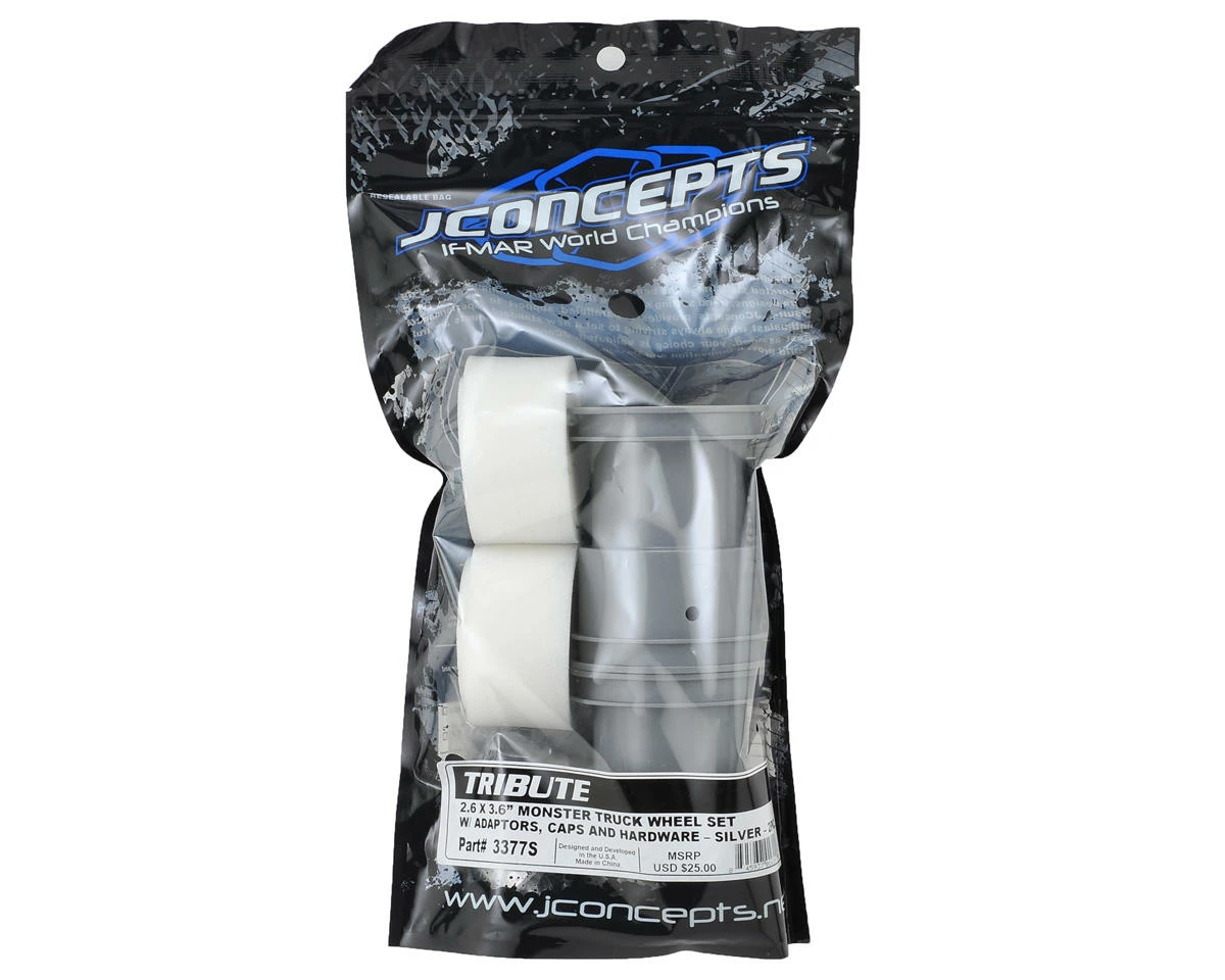 JCONCEPTS Tribute 2.6x3.6" Monster Truck Wheel (Silver) (2) - Image 5