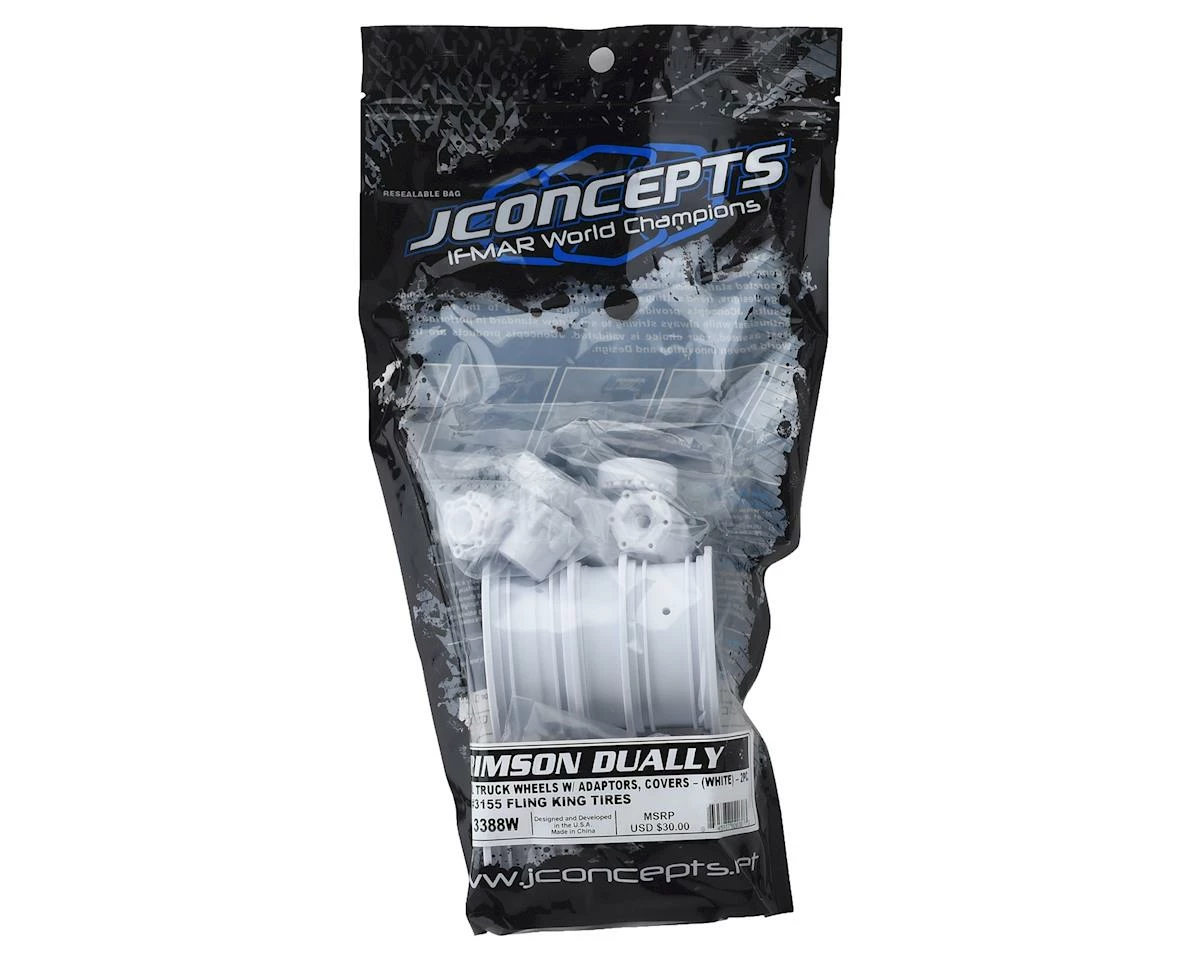 JCONCEPTS Krimson Dually 2.6" Dual Truck Wheels W/Adaptors & Covers (White) (2) 7 JCONCEPTS Krimson Dually 2.6" Dual Truck Wheels W/Adaptors & Covers (White) (2) - Image 5