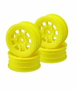 JCONCEPTS 9 Shot 2.2 Dirt Oval Front Wheels (Yellow) (4) (B6.1/XB2/RB7/YZ2) W/12mm Hex