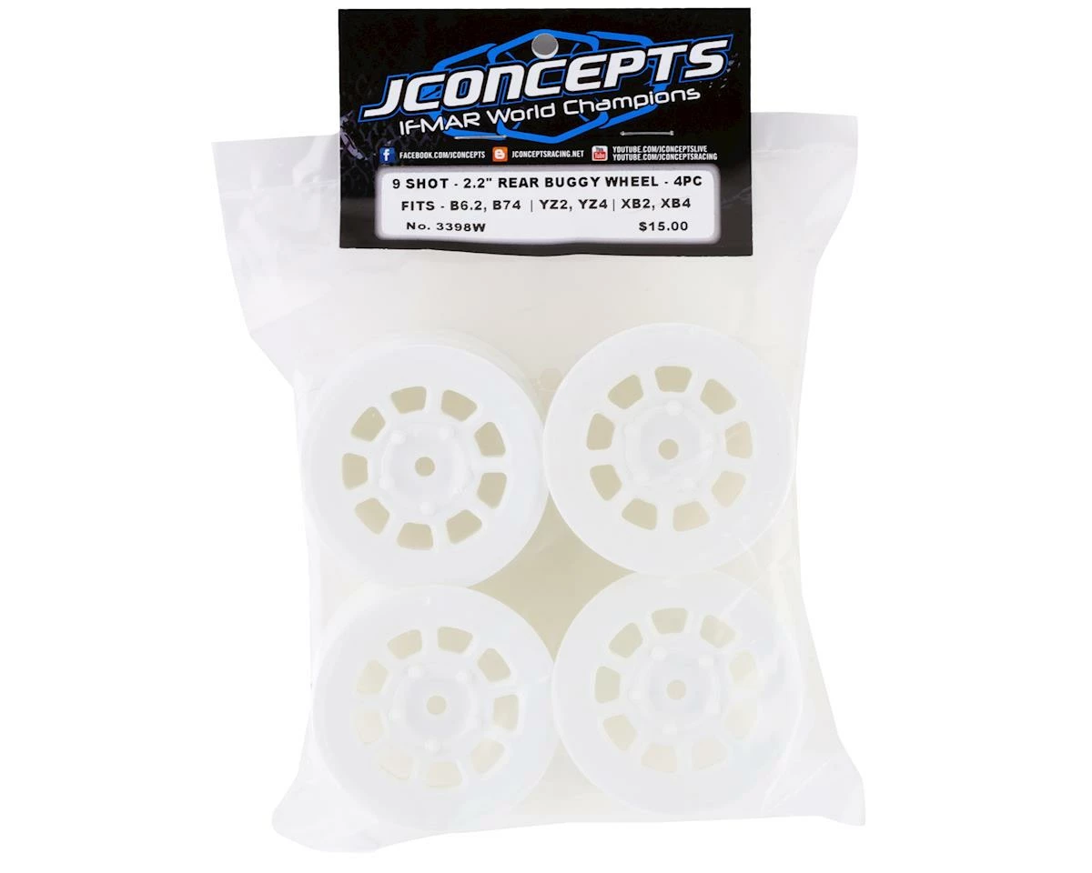 JCONCEPTS 9 Shot 2.2 Dirt Oval Rear Wheels (White) (4) (B6.1/XB2/RB7/YZ2) W/12mm Hex - Image 2
